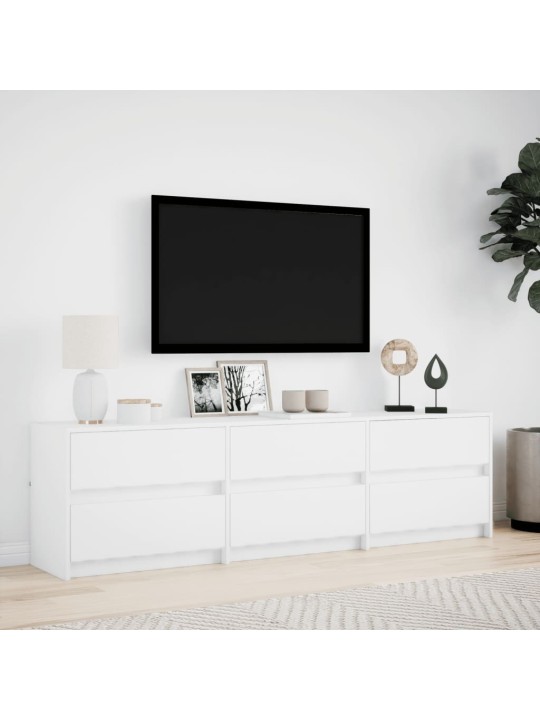 Televizoriaus spintelė su LED, balta, 180x34x50cm, mediena