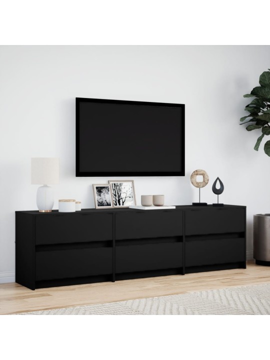 Televizoriaus spintelė su LED, juoda, 180x34x50cm, mediena
