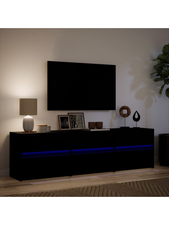 Televizoriaus spintelė su LED, juoda, 180x34x50cm, mediena