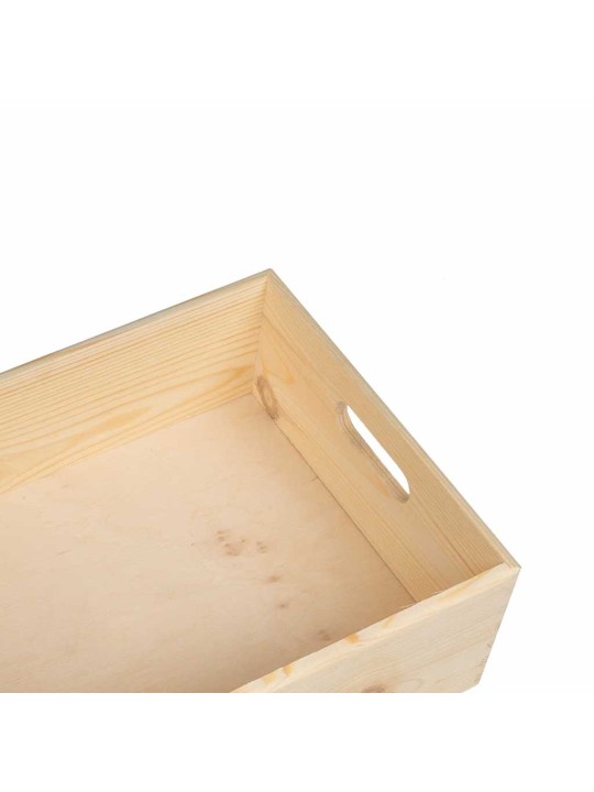 Medinė dėžutė su rankenomis, 40x30x13cm, pušis