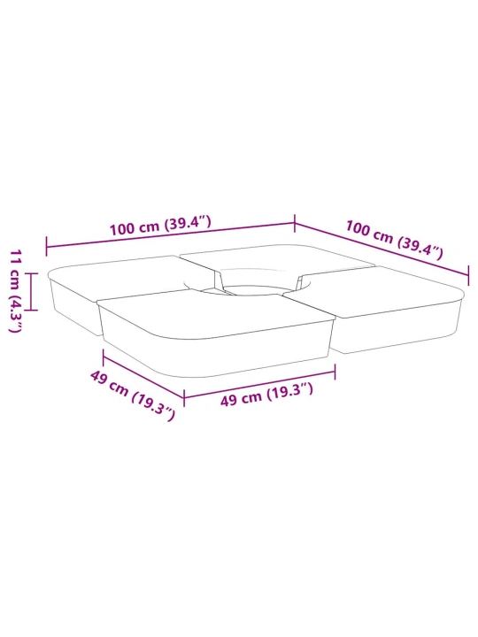 Skėčio nuo saulės pagrindo rinkinys, 4 dalių, 100kg, PP