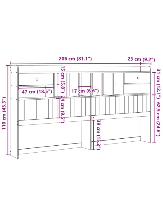 Galvūgalis su daiktų laikymo vieta, baltas, 200cm, pušis