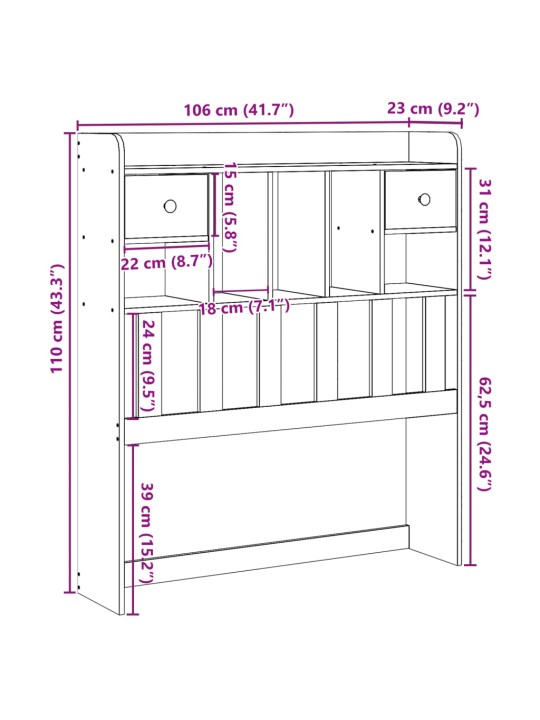 Galvūgalis su daiktų laikymo vieta, rudas, 100cm, pušis