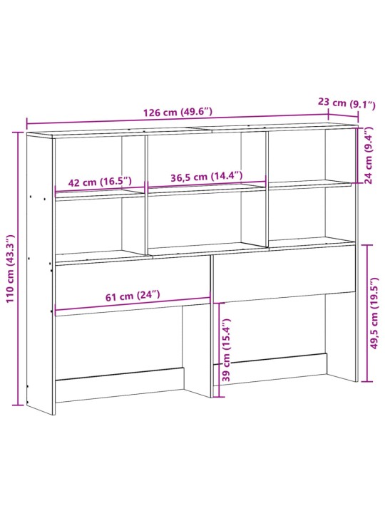 Galvūgalis su daiktų laikymo vieta, rudas, 120cm, pušis