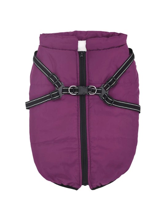Šunų kailis su diržais, atsparus vandeniui, violetinis, 4XL