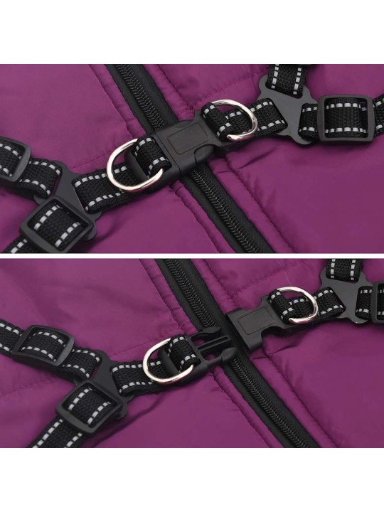 Šunų kailis su diržais, atsparus vandeniui, violetinis, 6XL
