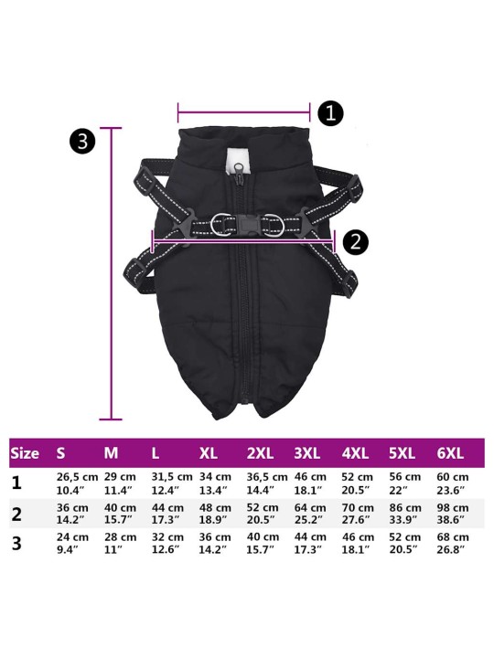 Šunų kailis su diržais, atsparus vandeniui, juodas, 2XL