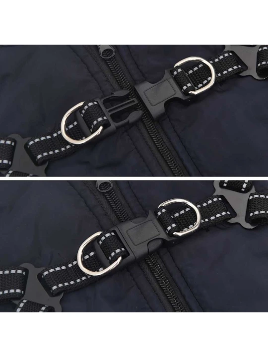 Šunų kailis su diržais, atsparus vandeniui, mėlynas, 2XL