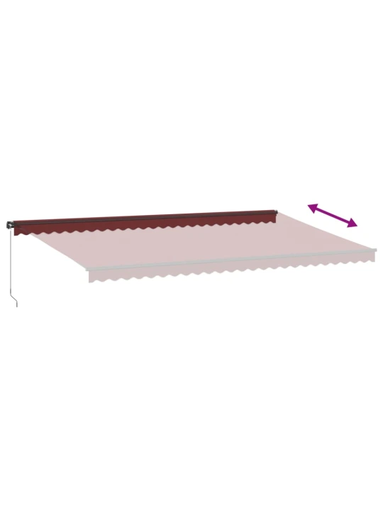 Rankiniu būdu ištraukiama markizė su LED, bordo, 600x300cm