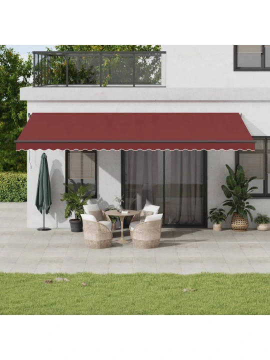 Rankiniu būdu ištraukiama markizė su LED, bordo, 600x300cm