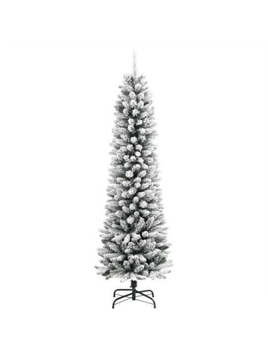 Dirbtinė siaura Kalėdų eglutė su sniegu, 150cm, PVC ir PE