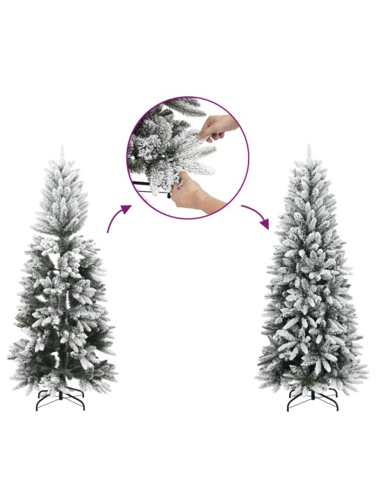 Dirbtinė siaura Kalėdų eglutė su sniegu, 150cm, PVC ir PE