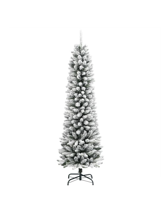 Dirbtinė siaura Kalėdų eglutė su sniegu, 180cm, PVC ir PE