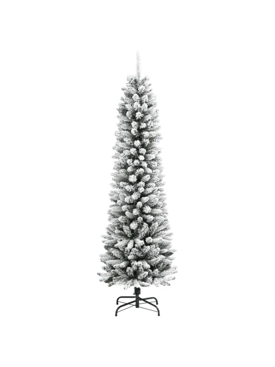 Dirbtinė siaura Kalėdų eglutė su sniegu, 210cm, PVC ir PE
