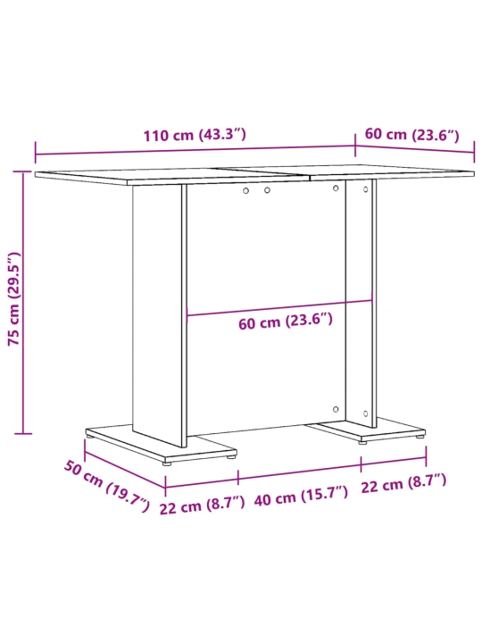 Valgomojo stalas, sendintos medienos, 110x60x75 cm, MDP