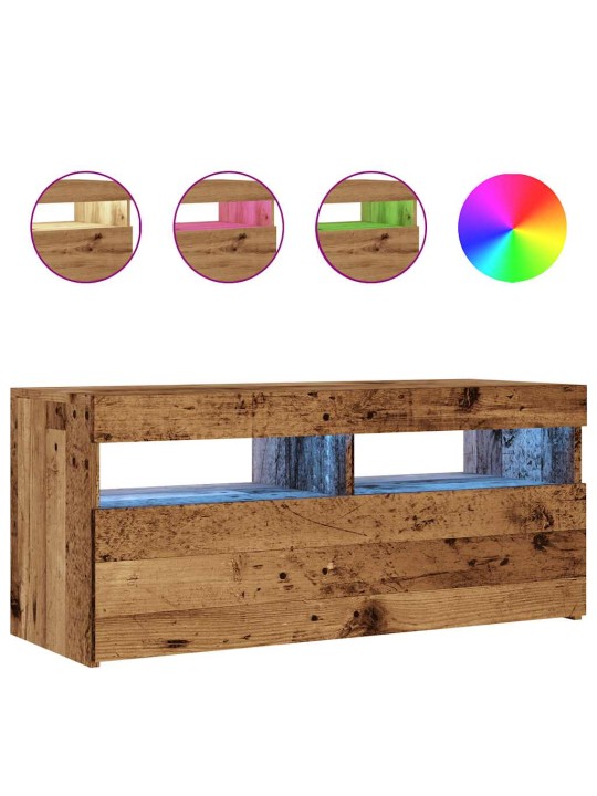 Televizoriaus spintelė su LED, medienos, 90x35x40cm, mediena
