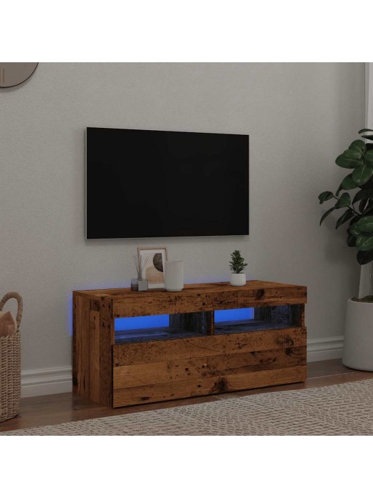 Televizoriaus spintelė su LED, medienos, 90x35x40cm, mediena