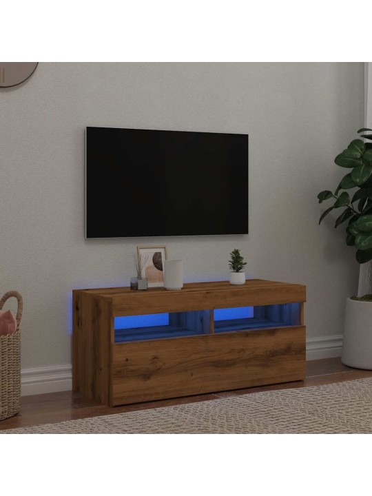 Televizoriaus spintelė su LED, artisano, 90x35x40cm, mediena