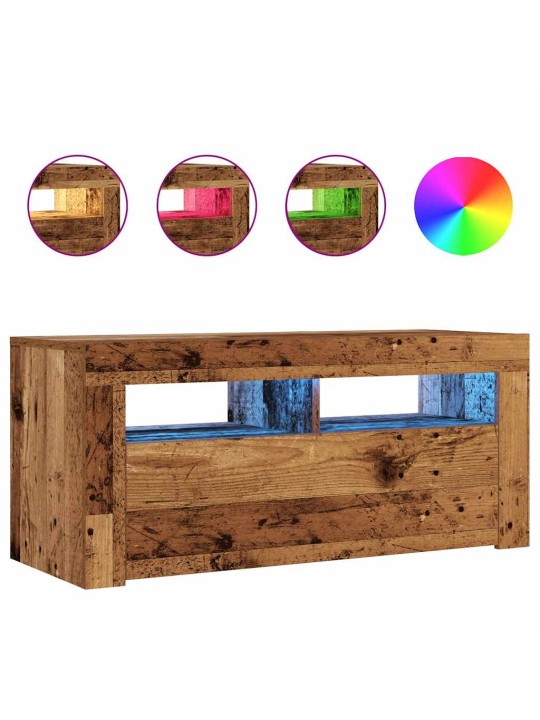 Televizoriaus spintelė su LED, medienos, 90x35x40cm, mediena