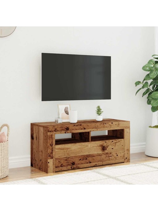Televizoriaus spintelė su LED, medienos, 90x35x40cm, mediena