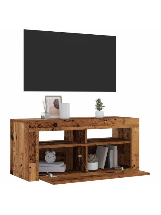 Televizoriaus spintelė su LED, medienos, 90x35x40cm, mediena