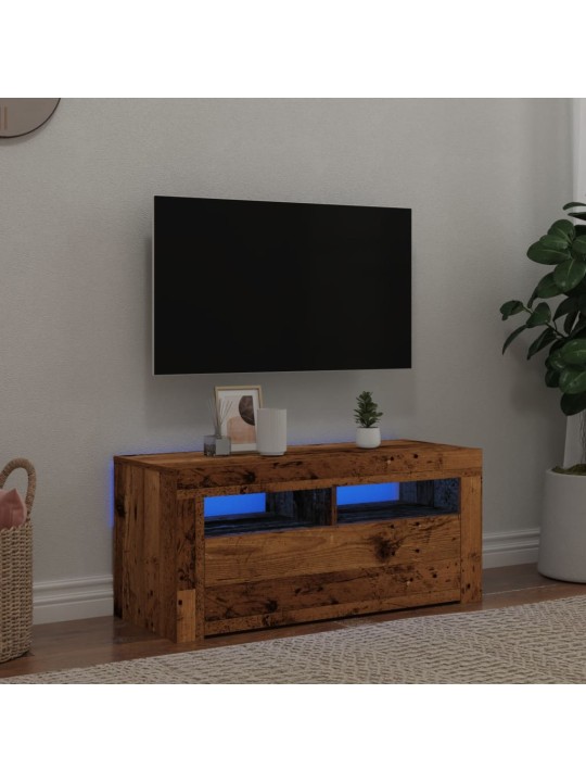 Televizoriaus spintelė su LED, medienos, 90x35x40cm, mediena