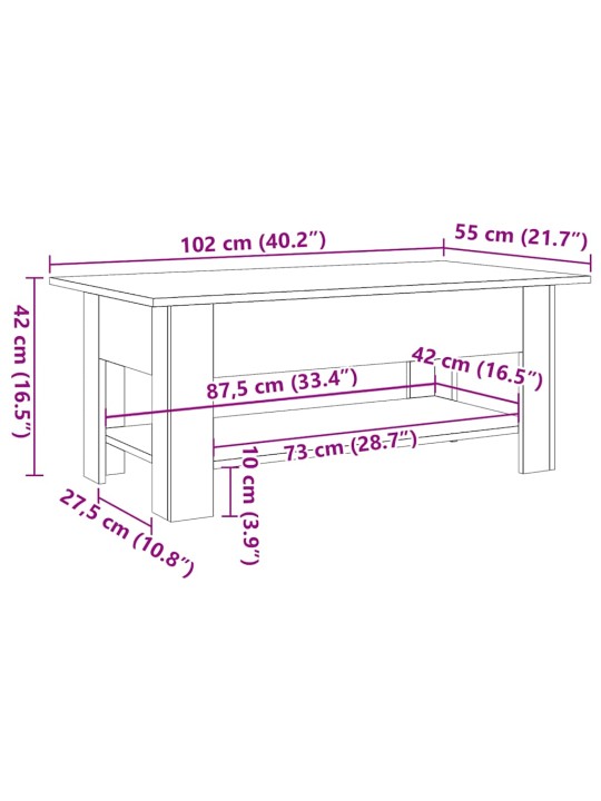 Kavos staliukas, medienos, 102x55x42cm, apdirbta mediena