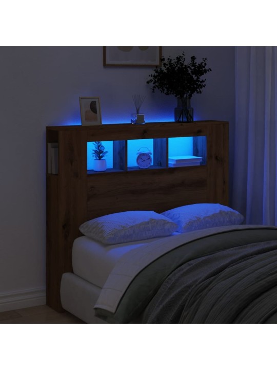 LED galvūgalis, artisano ąžuolo, 120x18,5x103,5cm, mediena