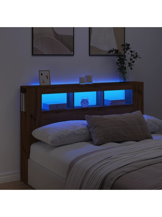 LED galvūgalis, artisano ąžuolo, 160x18,5x103,5cm, mediena