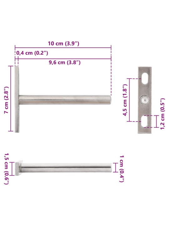 Plūduriuojančių lentynų laikikliai, 12 vnt., Ø10x100 mm, plieno