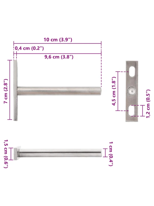 Plūduriuojančių lentynų laikikliai, 12 vnt., Ø10x100 mm, plieno