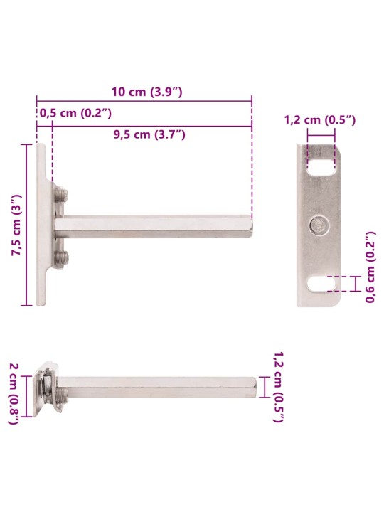 Plūduriuojančių lentynų laikikliai, 12 vnt., Ø12x100 mm, plieno