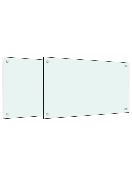 Virtuvės sienelės, 2vnt., baltos, 70x40cm, grūdintas stiklas