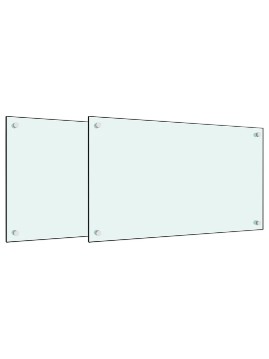 Virtuvės sienelės, 2vnt., baltos, 70x40cm, grūdintas stiklas
