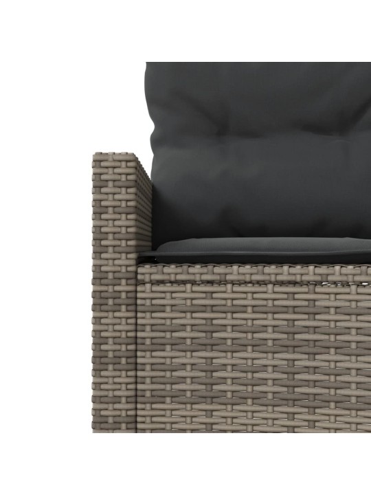 Sodo sofa su pagalvėlėmis, pilka, poliratanas, pusapvalis
