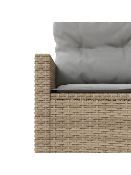 Sodo sofa su stalu/pagalvėlėmis, smėlio, poliratanas, pusapvalė