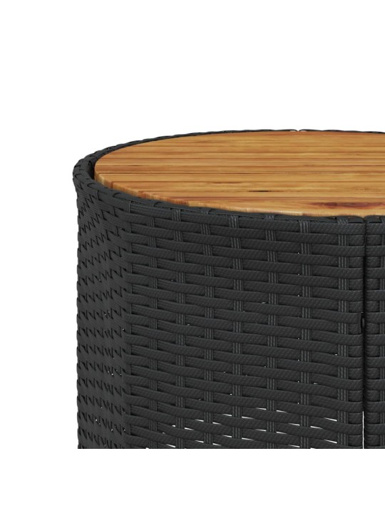 Sodo sofa su stalu/pagalvėlėmis, juoda, poliratanas, pusapvalė
