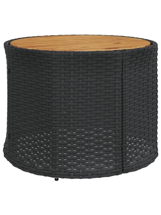 Sodo sofa su stalu/pagalvėlėmis, juoda, poliratanas, pusapvalė