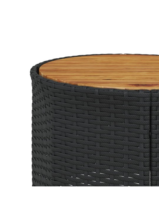 Sodo sofa su stalu/pagalvėlėmis, juoda, poliratanas, pusapvalė
