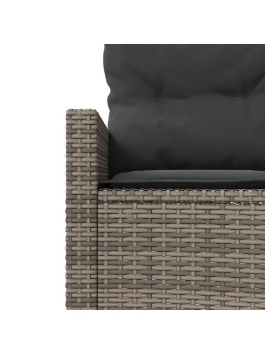 Sodo sofa su stalu/pagalvėlėmis, pilka, poliratanas, apvali