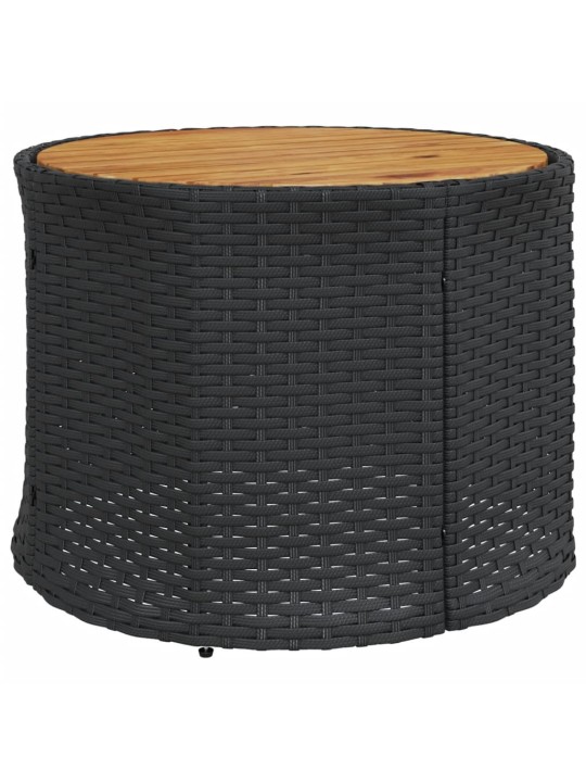 Sodo sofa su stalu/pagalvėlėmis, juoda, poliratanas, apvali