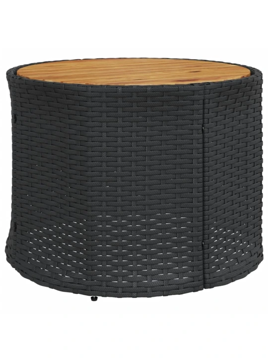 Sodo sofa su stalu/pagalvėlėmis, juoda, poliratanas, apvali