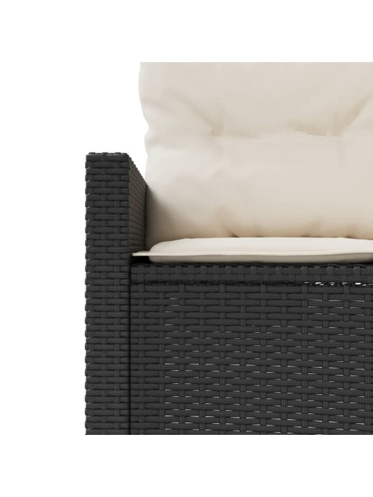 Sodo sofa su stalu/pagalvėlėmis, juoda, poliratanas, apvali
