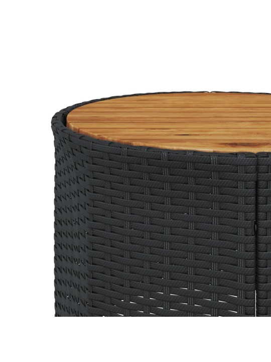 Sodo sofa su stalu/pagalvėlėmis, juoda, poliratanas, apvali