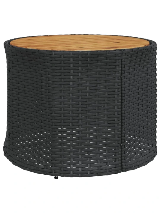 Sodo sofa su stalu/pagalvėlėmis, juoda, poliratanas, apvali