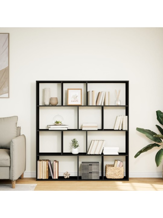 Spintelė knygoms, juodos spalvos, 132x29x141,5cm, MDP
