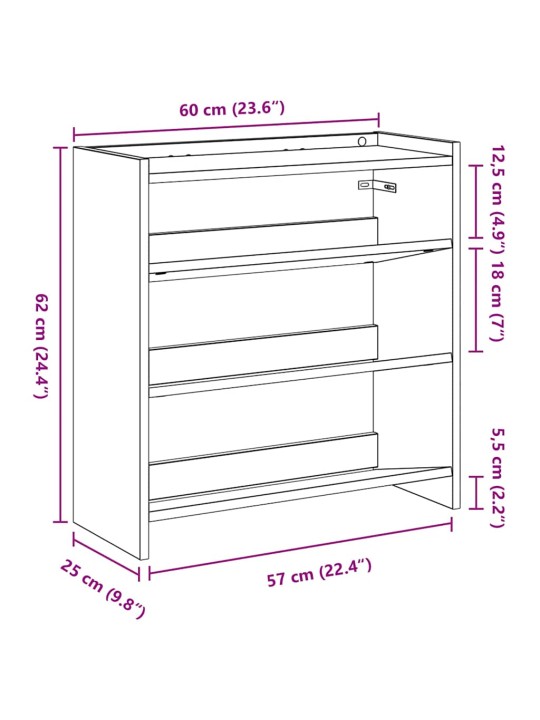 Lentyna batams, baltos spalvos, 60x25x62cm, apdirbta mediena