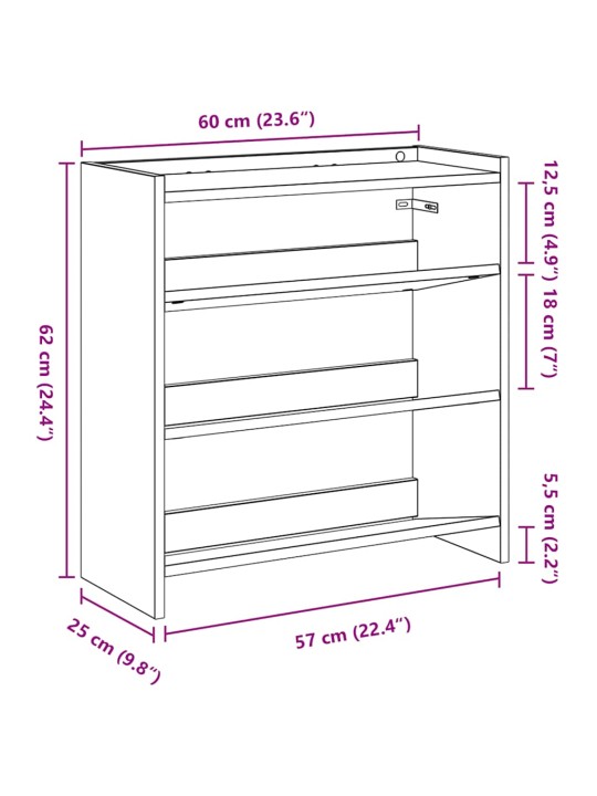 Lentyna batams, juodos spalvos, 60x25x62cm, apdirbta mediena